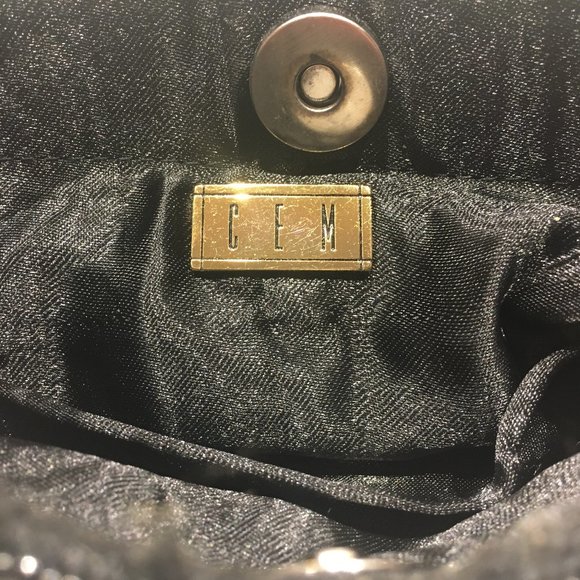 BLACK AND WHITE BEADED FLAPPER STYLE BAG - Picture 3 of 15